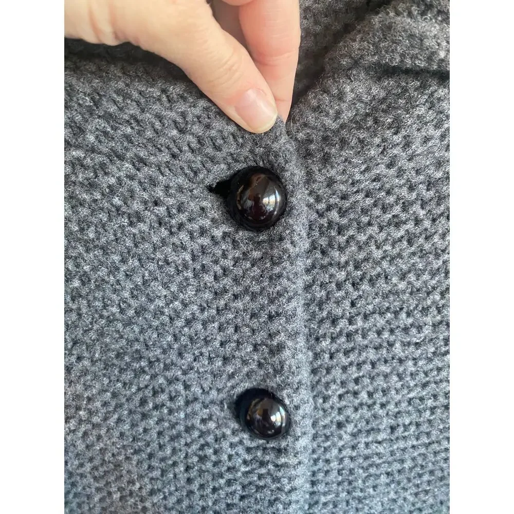 Kate Spade 100% Merino Wool Knit Button-Up Dark Gray Cardigan-Size S